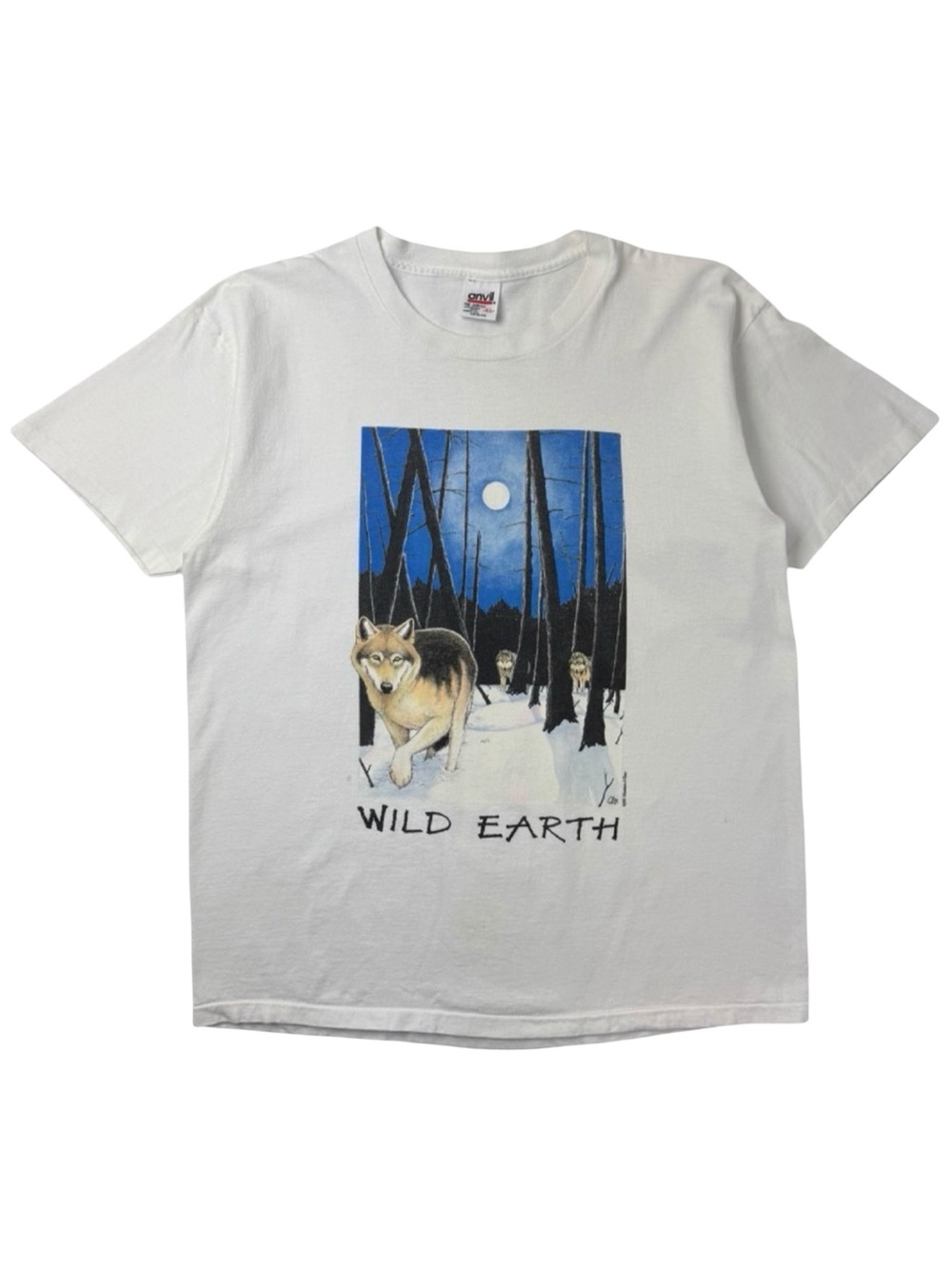 1995 Wolves In The Snow At Night In Yhe Moonlight Wild Earth Animal T-Shirt
